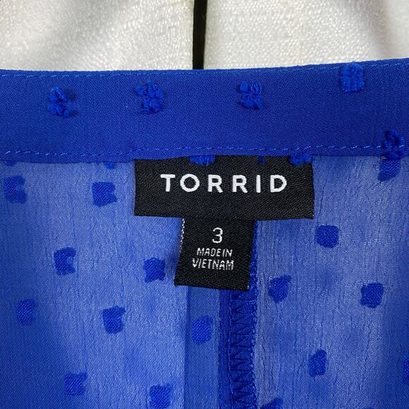 Torrid Blue Clip Dot Tiered Midi Dress Sz.3 - Picture 10 of 16